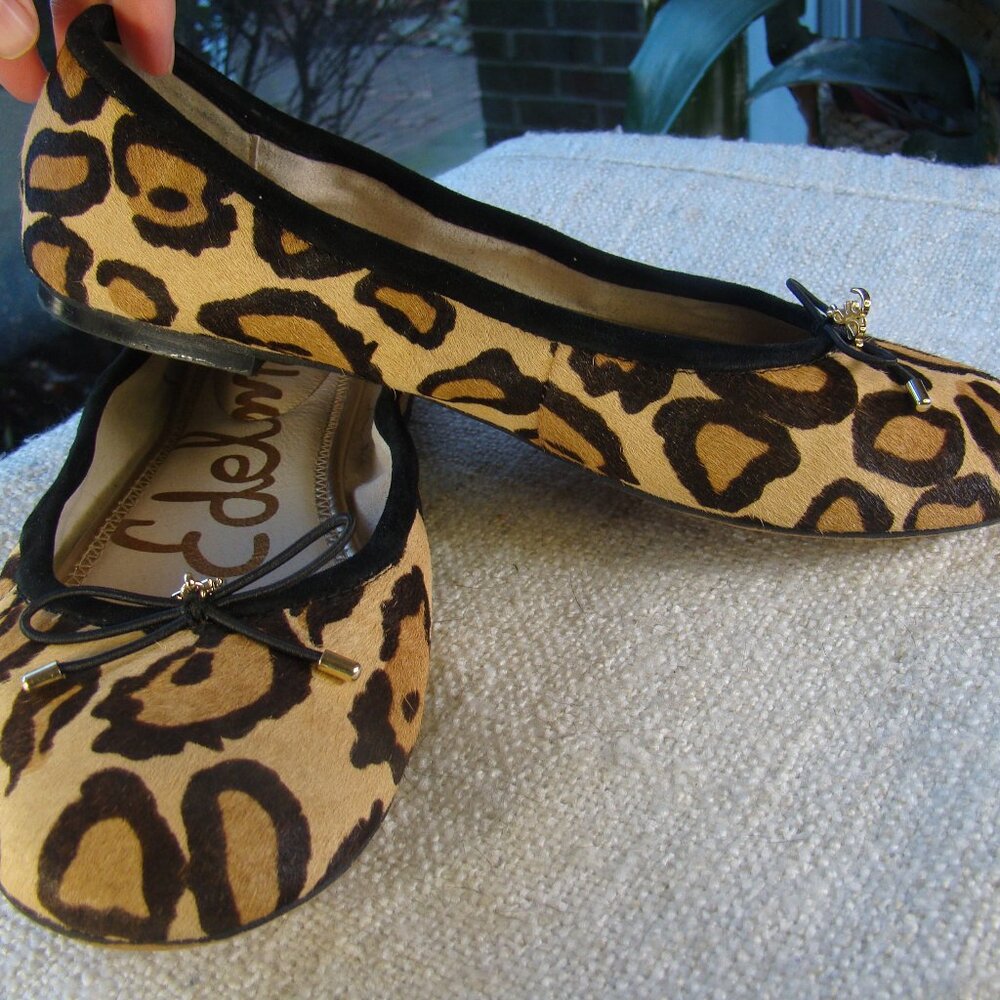 Sam Edelman Felicia leopard real fur ballerina flat, Size 7.5 W - Picture 3 of 9